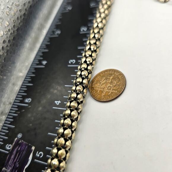 CG Necklace Beaded Tube Popcorn Caviar Woven Chain Silver Tone Single Strand 16" - Picture 7 of 9